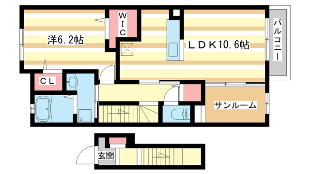 生駒市壱分町のアパートの間取り