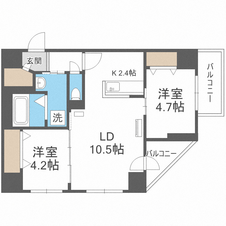 グランカーサ南6条の間取り