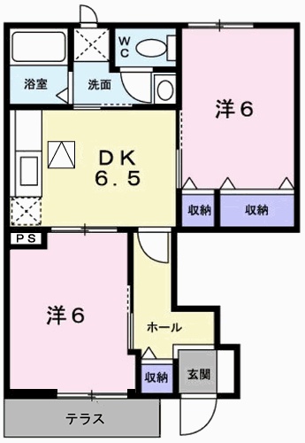 姫路市飾磨区阿成渡場のアパートの間取り