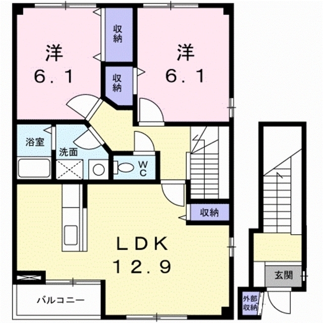 上田市仁古田のアパートの間取り