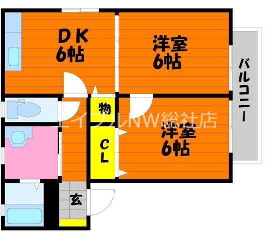 倉敷市浦田のアパートの間取り