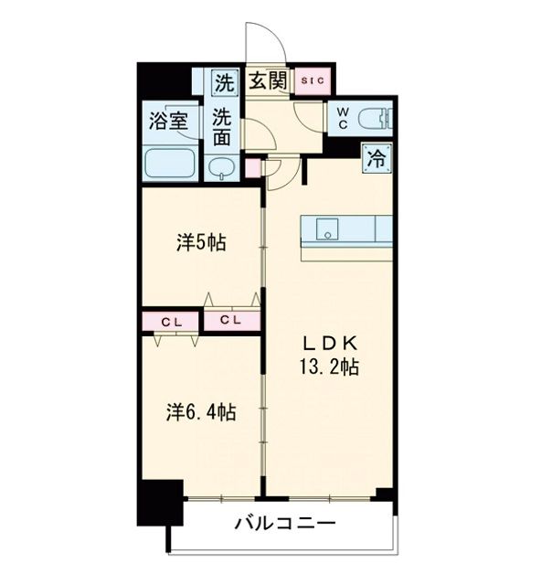 大阪市中央区南新町のマンションの間取り