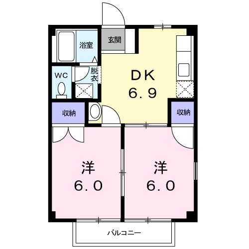 【総社市井手のアパートの間取り】