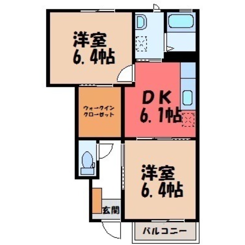 【筑西市市野辺のアパートの間取り】