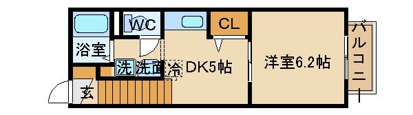 姫路市飾磨区中浜町のアパートの間取り