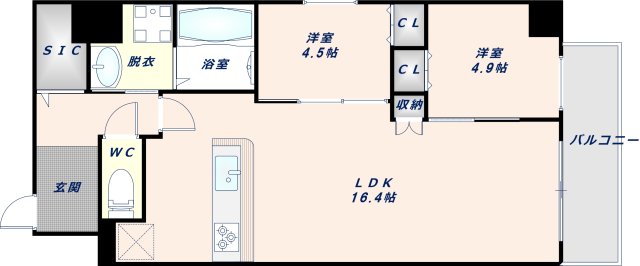 東大阪市足代北のマンションの間取り