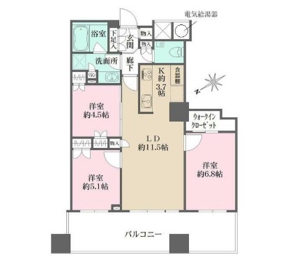 ザ・パークハウス西新宿タワー６０の間取り