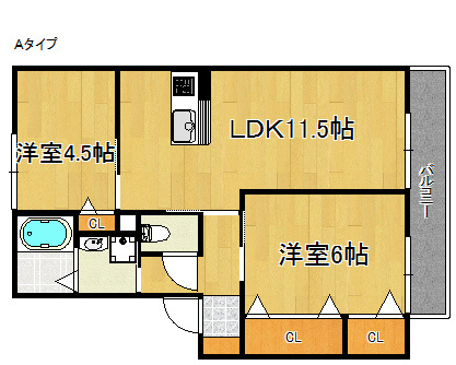 【シャーメゾン吉見の間取り】