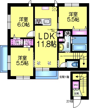 仮称）日暮３丁目メゾン北棟の間取り