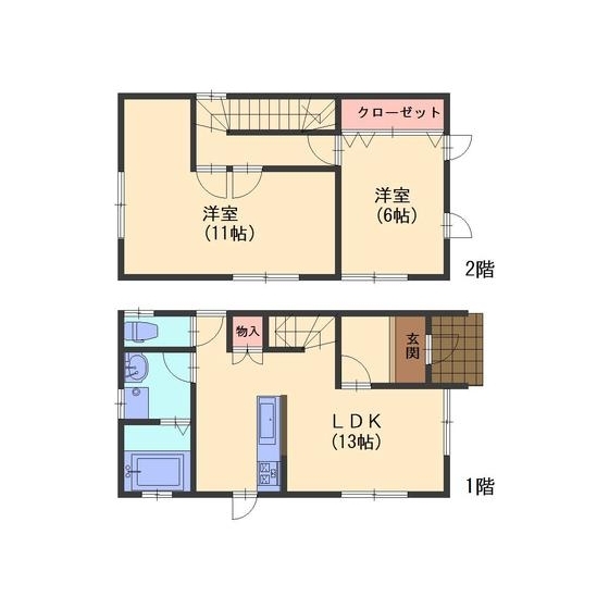 【滑川市下梅沢貸家（Ｏ邸）の間取り】