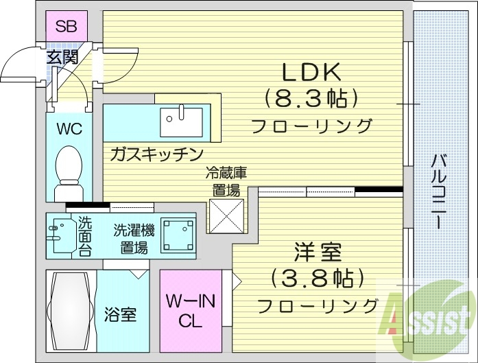 札幌市北区北三十七条西のマンションの間取り