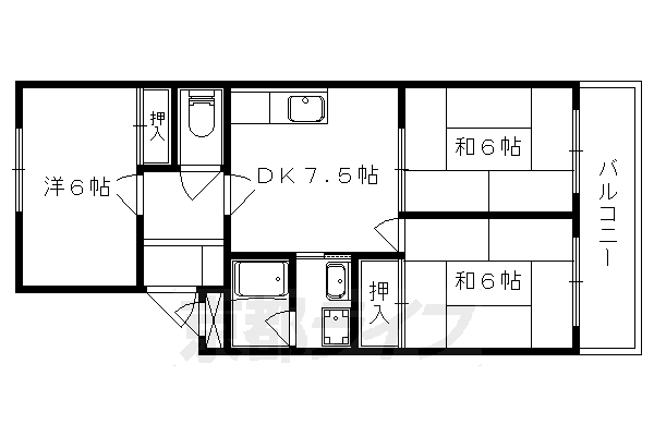 京都市伏見区醍醐下端山町のマンションの間取り