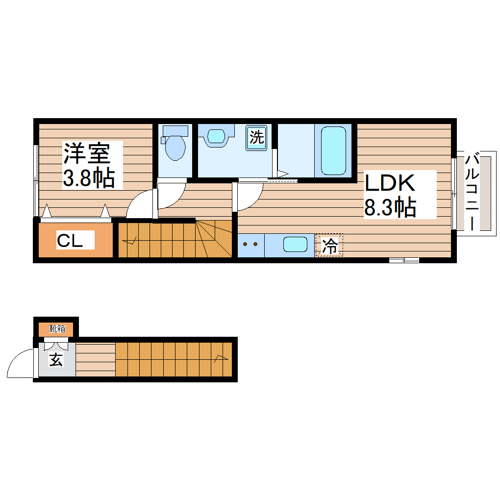 Escondite川内A棟（エスコンディーテ）の間取り