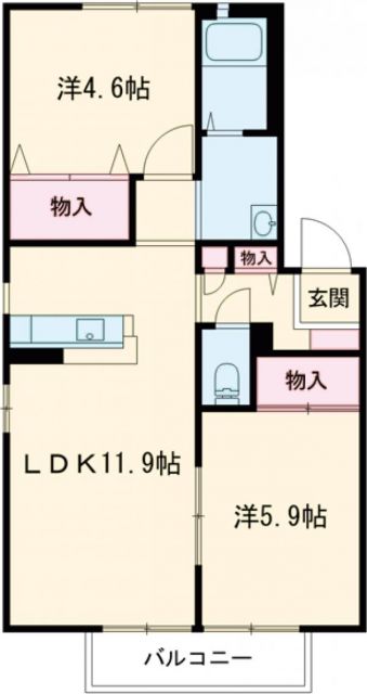 桑名市新西方のアパートの間取り