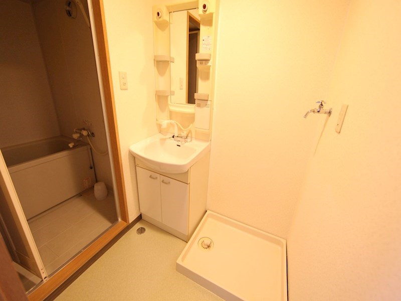 洗面設備　脱衣所　独立洗面台（シャンプードレッサー付）収納スペース有