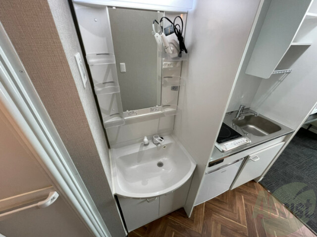 洗面設備　シャンプードレッサー。身支度はここでばっちりですね。