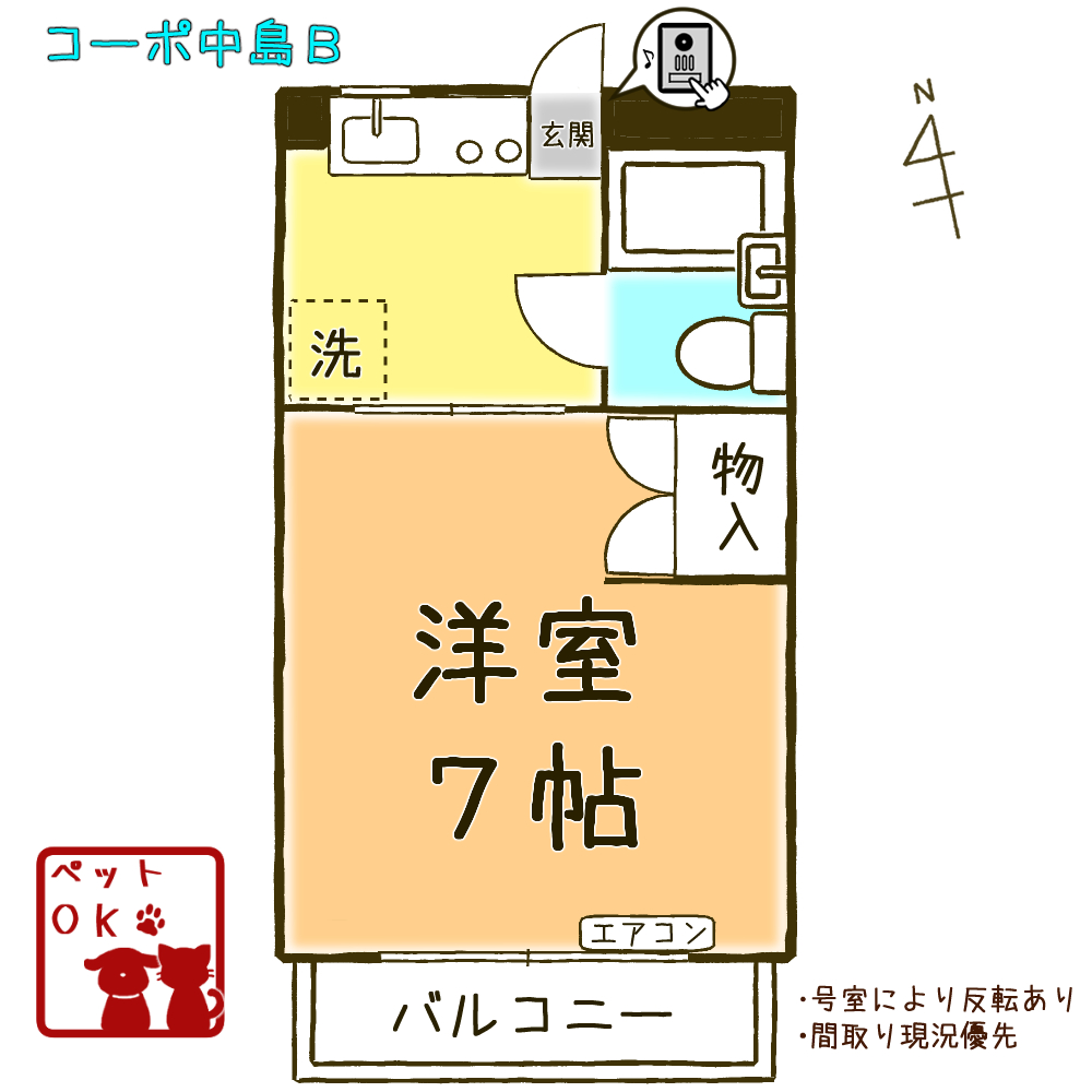 コーポ中島Bの間取り写真