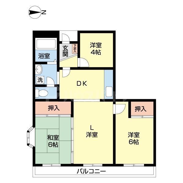 ＪＲ総武線 下総中山駅 徒歩13分 4階建 築39年の間取り写真