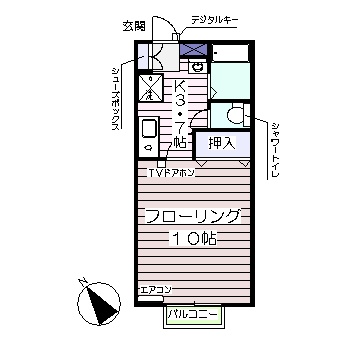 郡山市田村町徳定のアパートの間取り