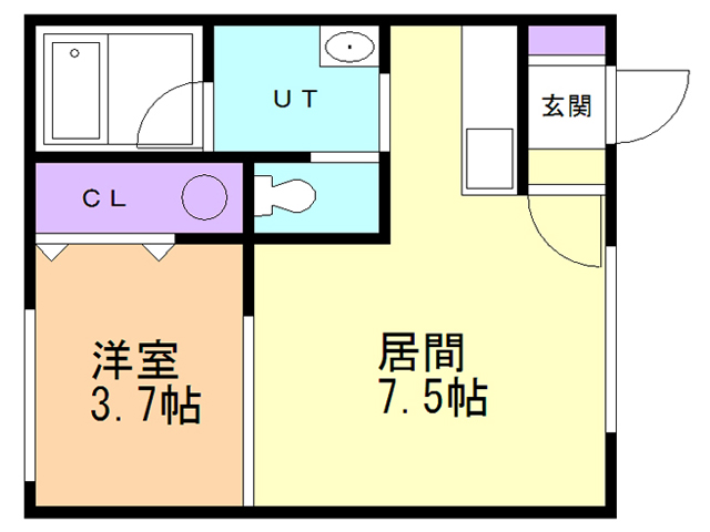 函館市上野町のアパートの間取り