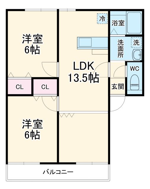 一宮市三ツ井のアパートの間取り