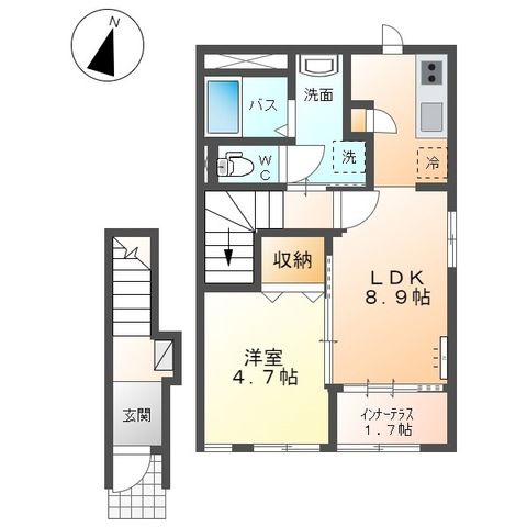 足柄上郡開成町延沢のアパートの間取り