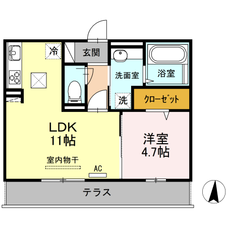 福山市神辺町大字新道上のアパートの間取り