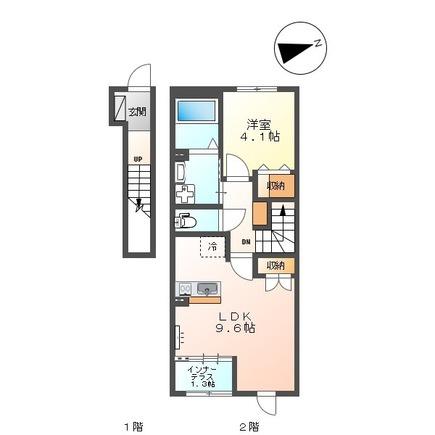 倉吉市清谷町のアパートの間取り