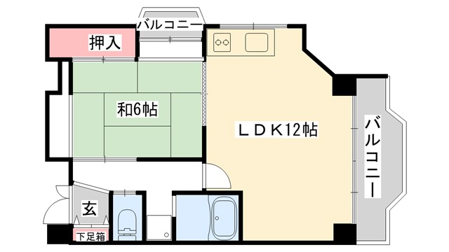 八幡浜市江戸岡のマンションの間取り