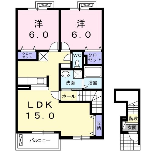 葛城市竹内のアパートの間取り