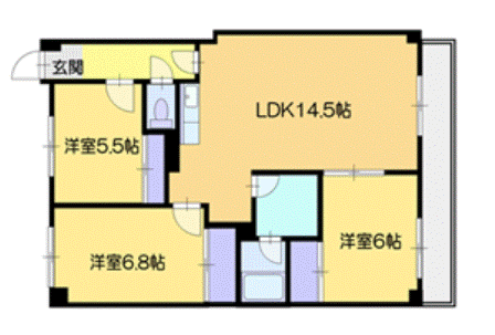 札幌市清田区平岡四条のマンションの間取り