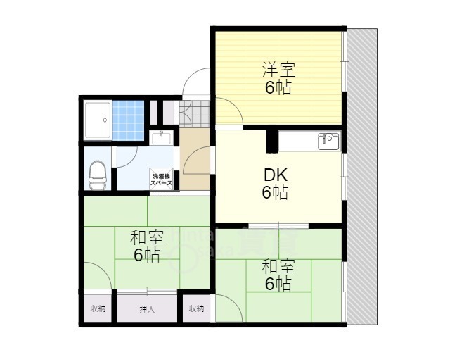 茨木市北春日丘のアパートの間取り