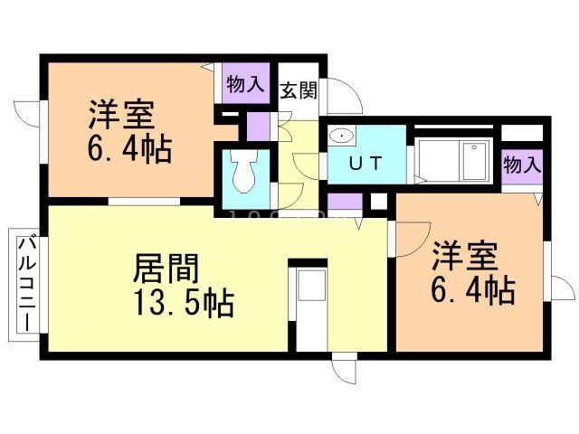 【石狩市花川南一条のアパートの間取り】