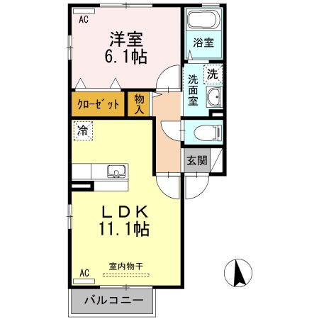 山形市篭田のアパートの間取り