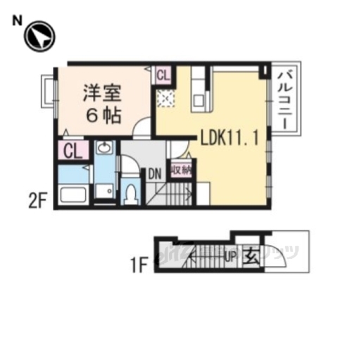 甲賀市水口町朝日が丘のアパートの間取り