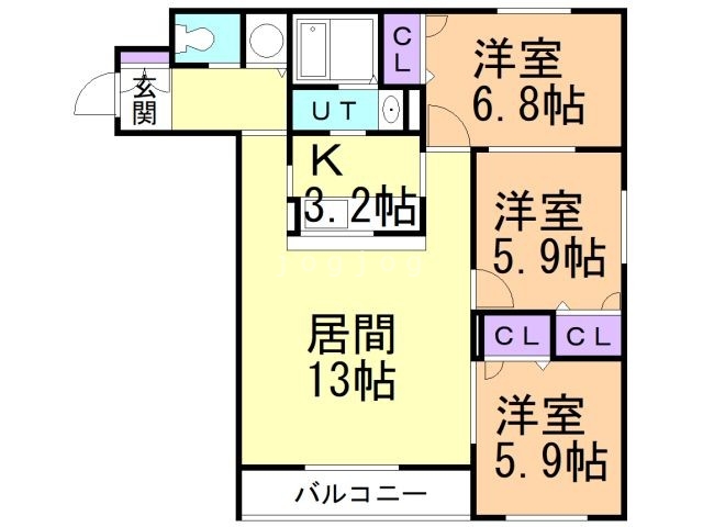 グランメール平和通６Ａの間取り