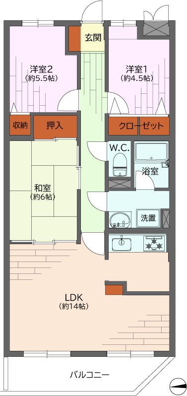 ライオンズマンション鎌倉日坂の間取り