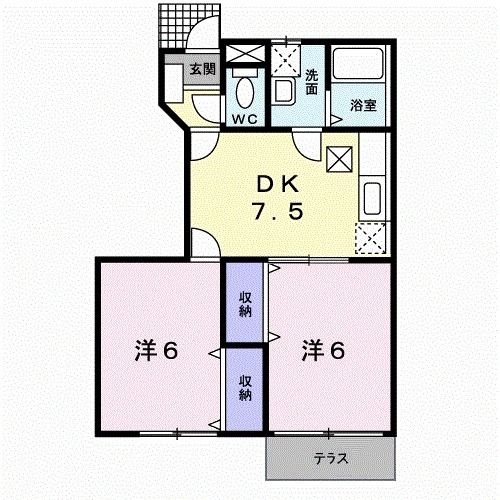 津山市一方のアパートの間取り