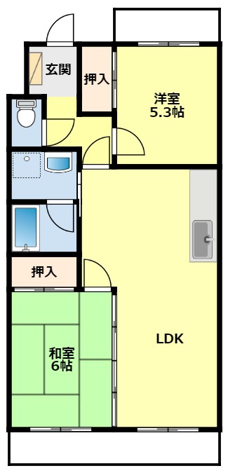 豊田市東梅坪町のマンションの間取り