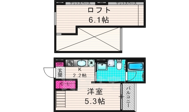 京都市伏見区奈良屋町のアパートの間取り