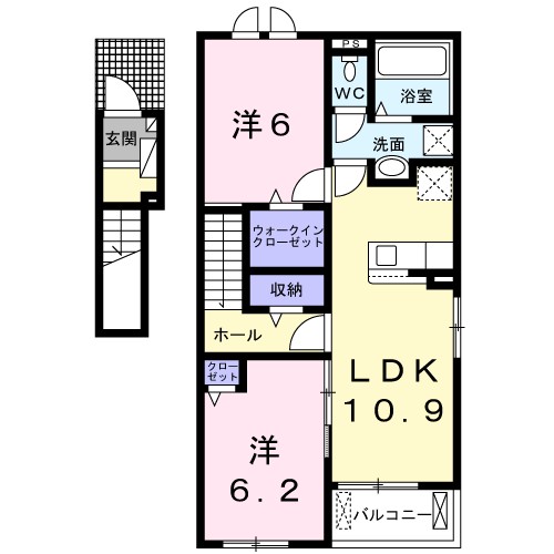 上益城郡益城町大字福富のアパートの間取り