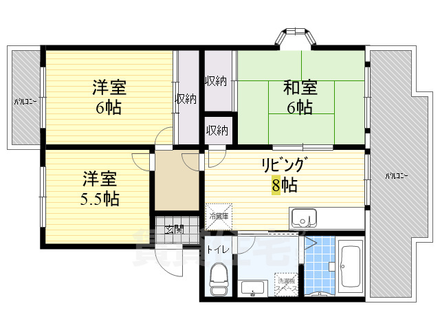 豊中市庄内宝町のマンションの間取り