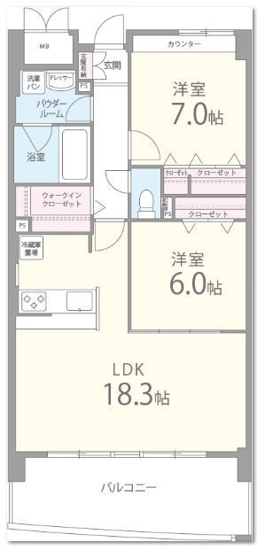 吹田市山田東のマンションの間取り