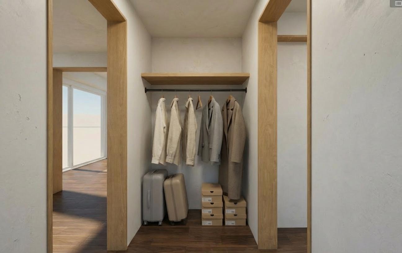 収納　洋室と洗面室の両方入室可のウォークインクローゼット（イメージ