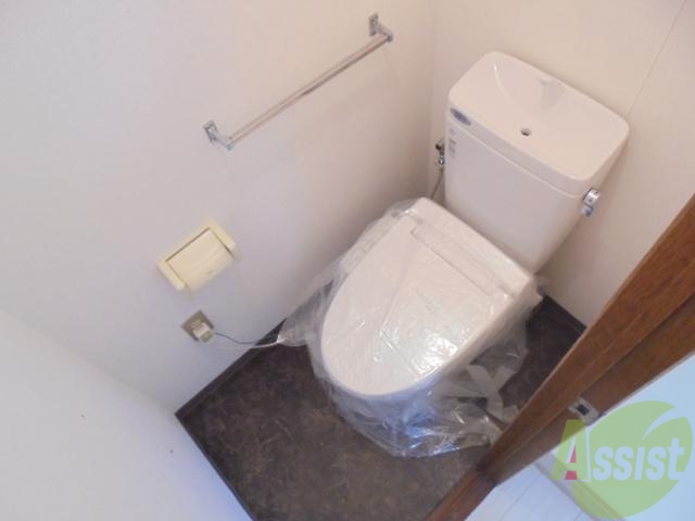 トイレ　床がお洒落で綺麗なトイレです