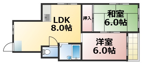 ＪＲ大阪環状線 桃谷駅 徒歩10分 6階建 築41年の間取り写真