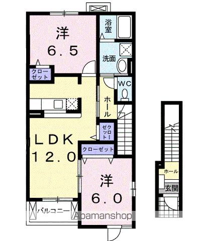 ＪＲ常磐線 牛久駅 バス乗車時間：18分 最寄りバス停で下車 徒歩2分 2階建 築21年の間取り写真