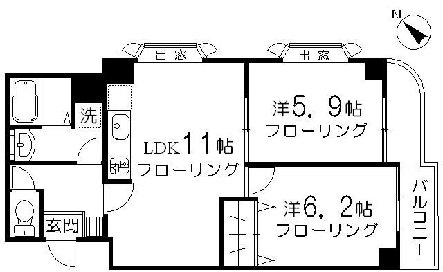 東急田園都市線 三軒茶屋駅 徒歩8分 9階建 築28年の間取り写真
