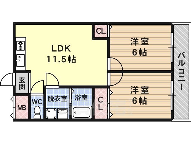 新栄プロパティー羽曳が丘の間取り