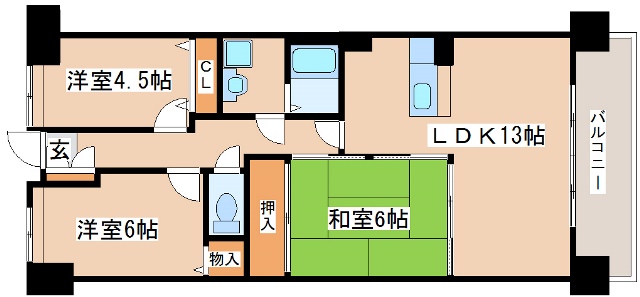 神戸市西区二ツ屋のマンションの間取り